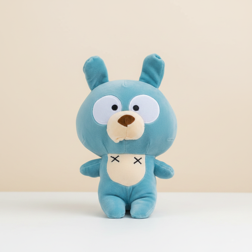 Cloudy Cub - Blue Bear Plush - Cream Background