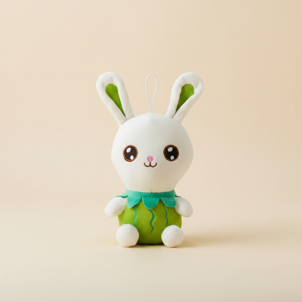 Clover Hop - Watermelon Bunny Plush - Cream Background