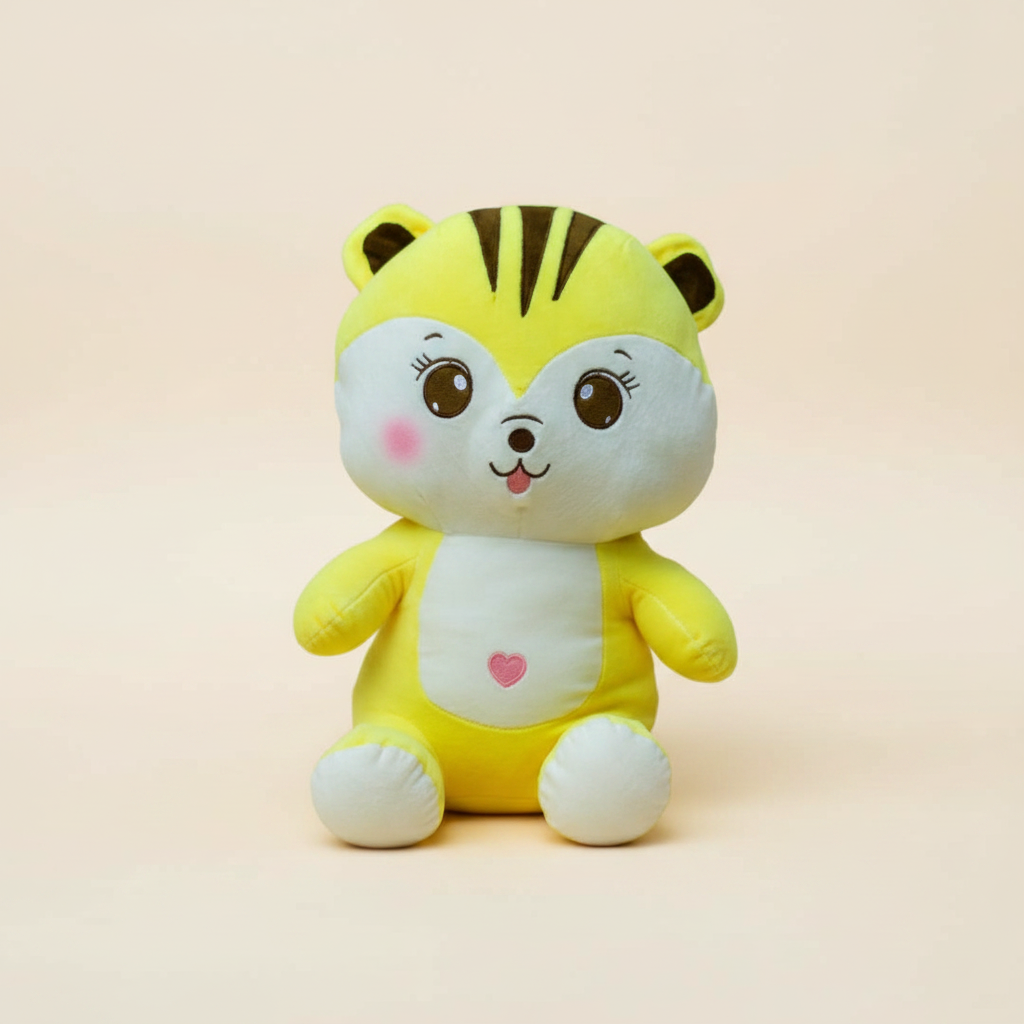 Lemon Pop - Yellow Tiger Plush - Cream Background