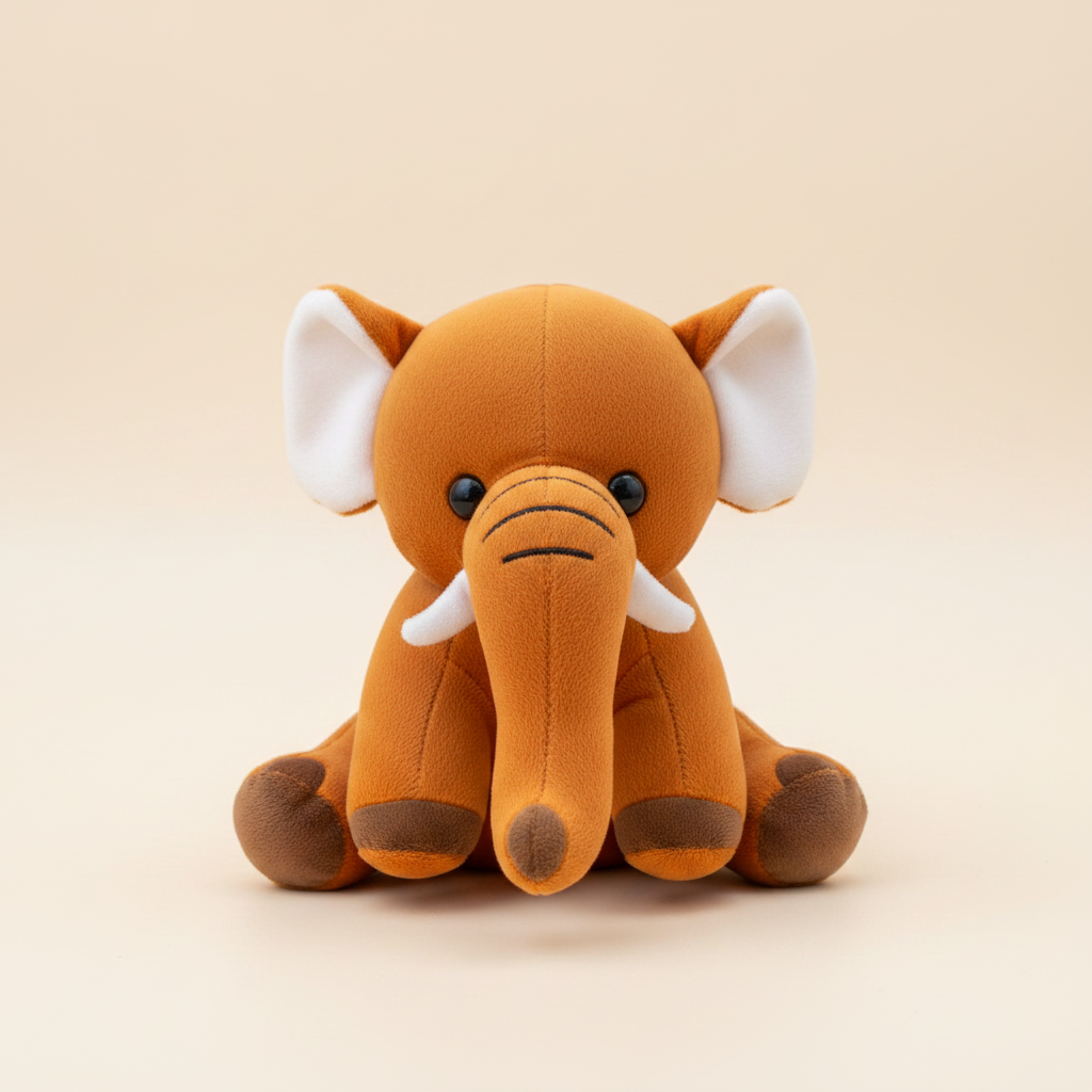 Peanut Jumbo - Orange Elephant Plush - Cream Background