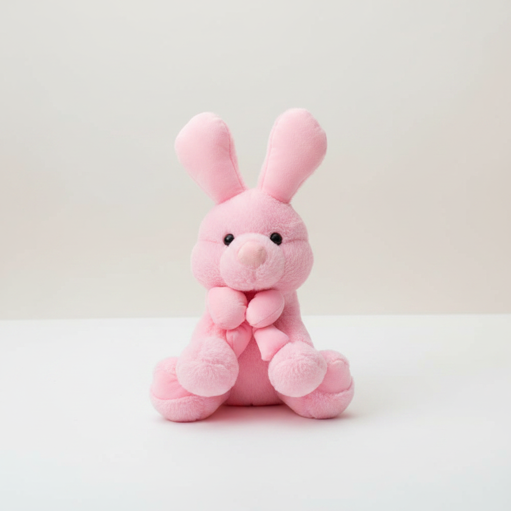 Rosie Bunny - Pink Bunny Plush - Cream Background