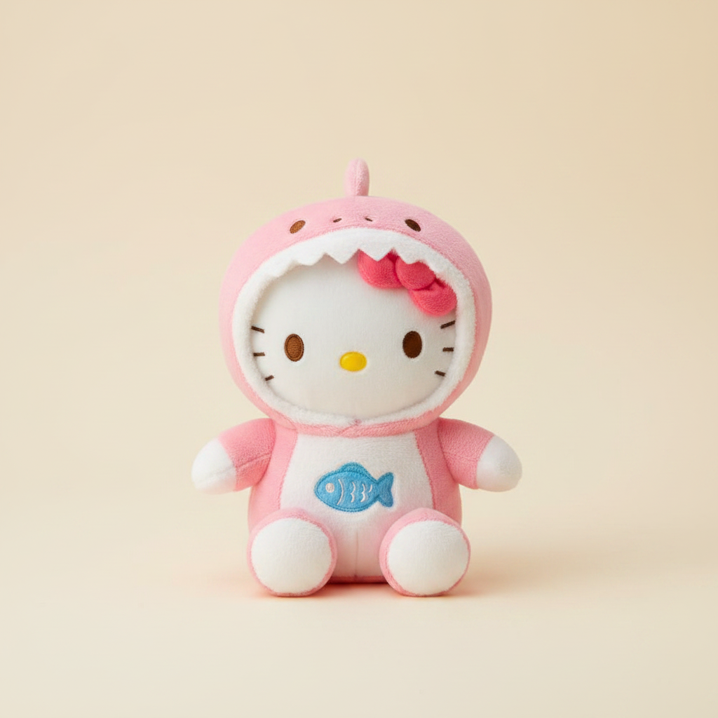 Hello Kitty Shark Plush - Cream Background