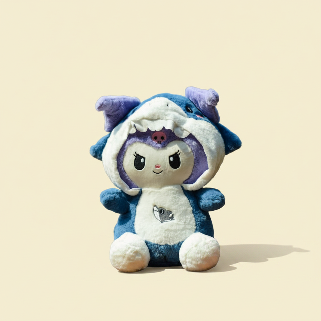 Kuromi Shark Plush - Plain Cream Surface