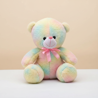 Pastel Rainbow Bear - #FFF4E8 Background 1:1