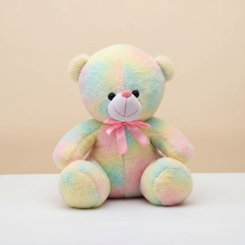 Pastel Rainbow Bear - #FFF4E8 Background 1:1