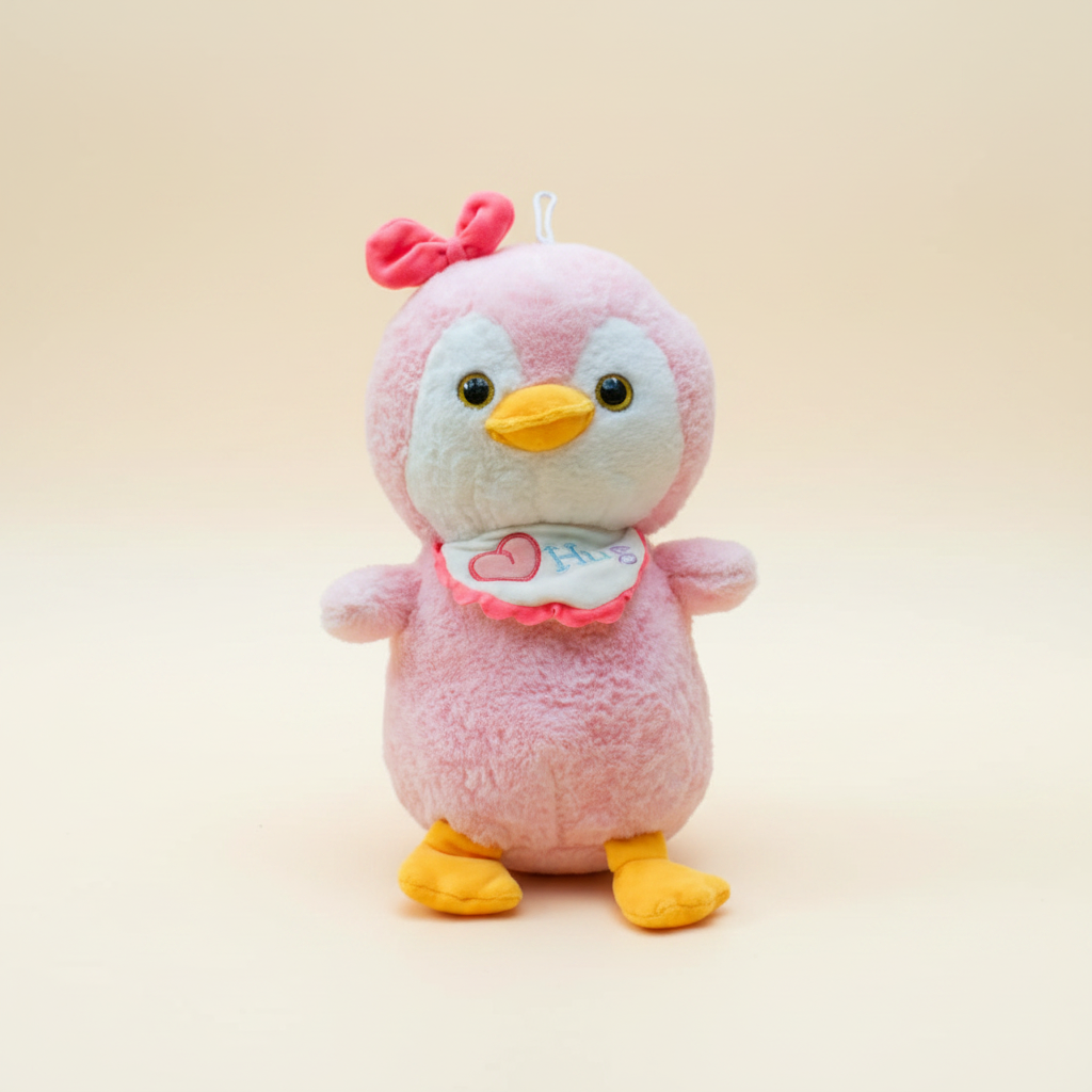 Pink Penguin Plush - Cream Background