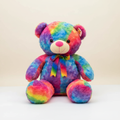 Rainbow Teddy Bear Plush - Cream Background
